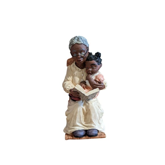 Vintage 1994 Grandma and Girl Rocking Resin Figurine - Picture 1 of 6